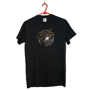 Nashville Women's Small Black Gemstone Western Graphic Tee‎ Shirt Short Sleeve
